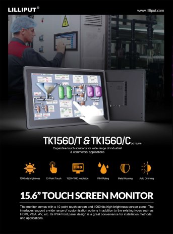 Lilliput TK1560/T 15,6" Touch Monitor 1000 Nits IP64 - Produktbild 1 Lilliput TK1560/T 15,6" Touch Monitor 1000 Nits IP64 - Produktbild 1
