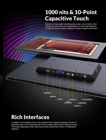 Lilliput TK1560/T 15,6" Touch Monitor 1000 Nits IP64 - Produktbild 2 Lilliput TK1560/T 15,6" Touch Monitor 1000 Nits IP64 - Produktbild 2