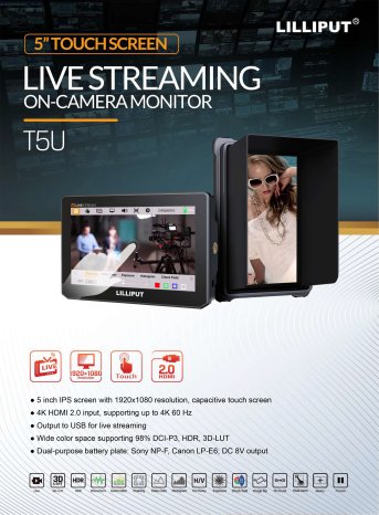 LILLIPUT T5U - 5Zoll On-Camera Monitor mit Live-Streaming - Produktbild 1 LILLIPUT T5U - 5Zoll On-Camera Monitor mit Live-Streaming - Produktbild 1