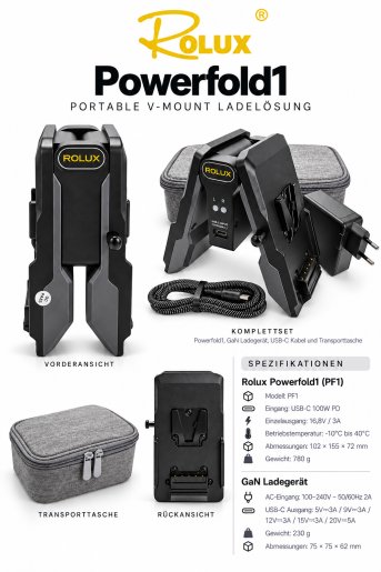 ROLUX Powerfold1 Doppelladegerät für V-Mount Akkus – Rolux Powerfold 1 Overview Deutsch ROLUX Powerfold1 Doppelladegerät für V-Mount Akkus – Rolux Powerfold 1 Overview Deutsch