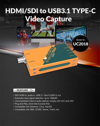 AVMatrix UC1218 HDMI zu USB 3.1 Video Capture - Produktbild 1 AVMatrix UC1218 HDMI zu USB 3.1 Video Capture - Produktbild 1
